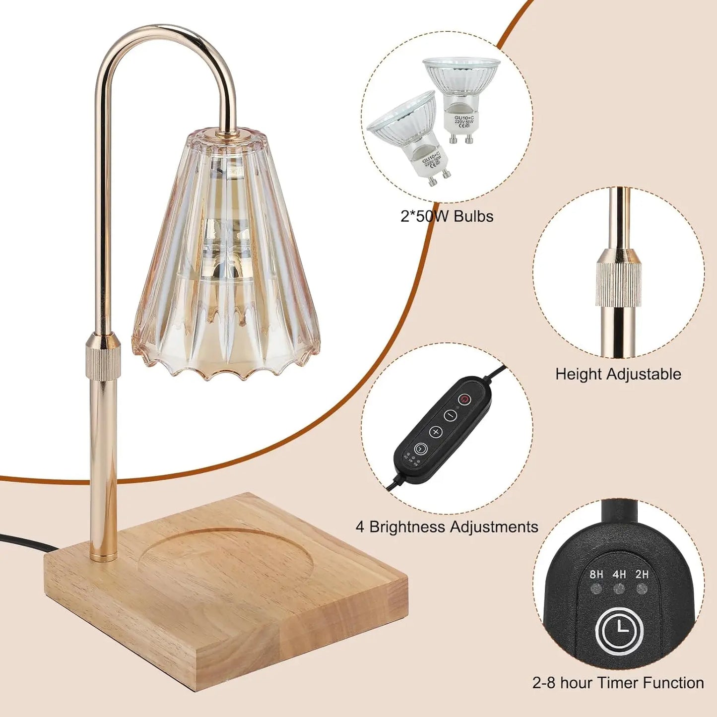 Electric Candle Warmer Lamp With Timer & Dimmer