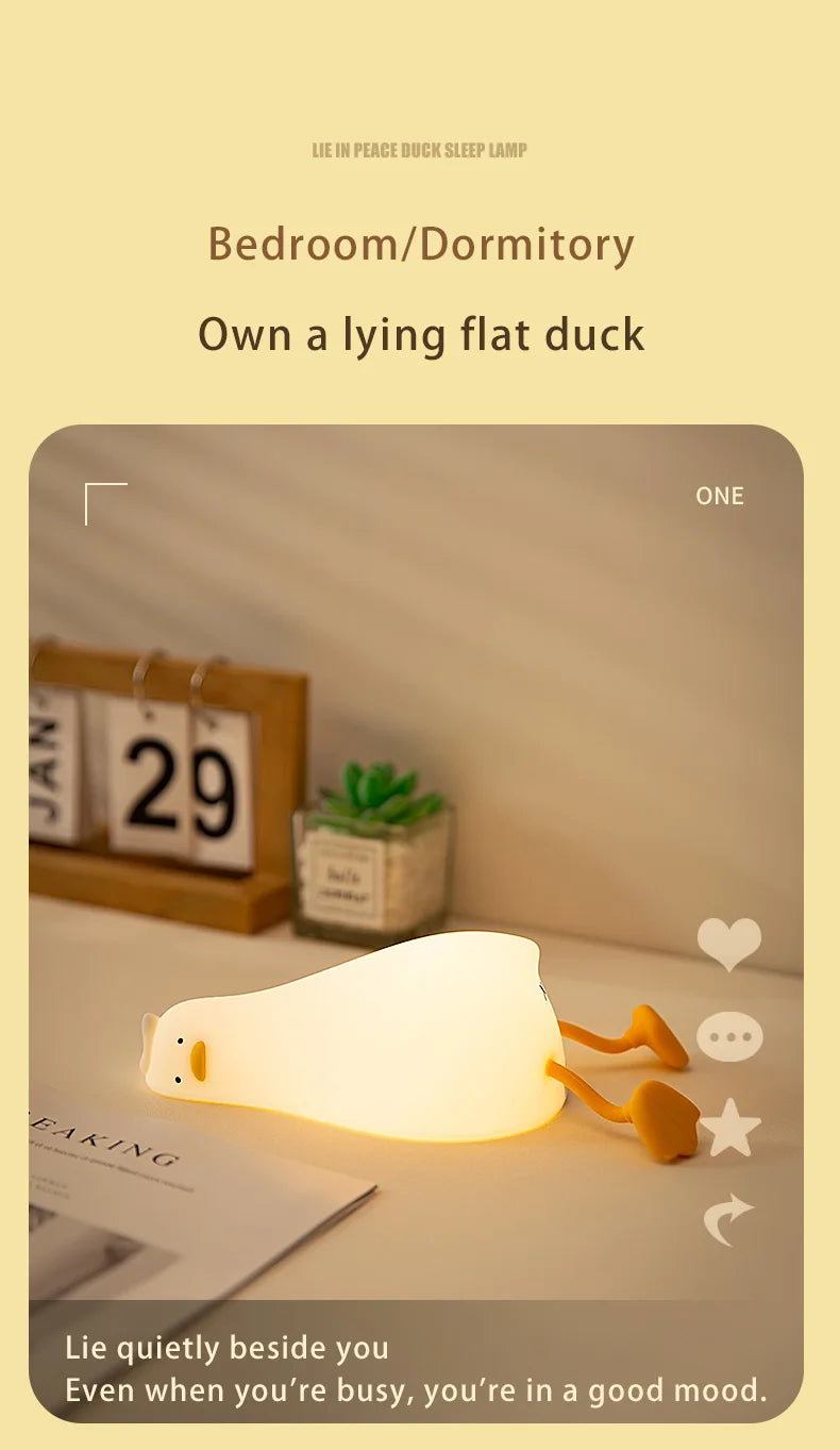 Adorable Rechargeable Silicone Duck-Shaped Night Light