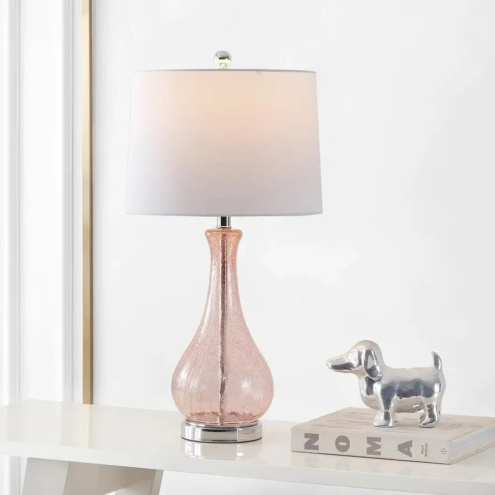 Contemporary Glass Table Lamp Blush Chrome Finish