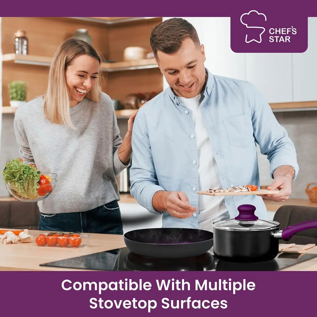 Nonstick Aluminum Cooking Essentials 11 Pieces Purple