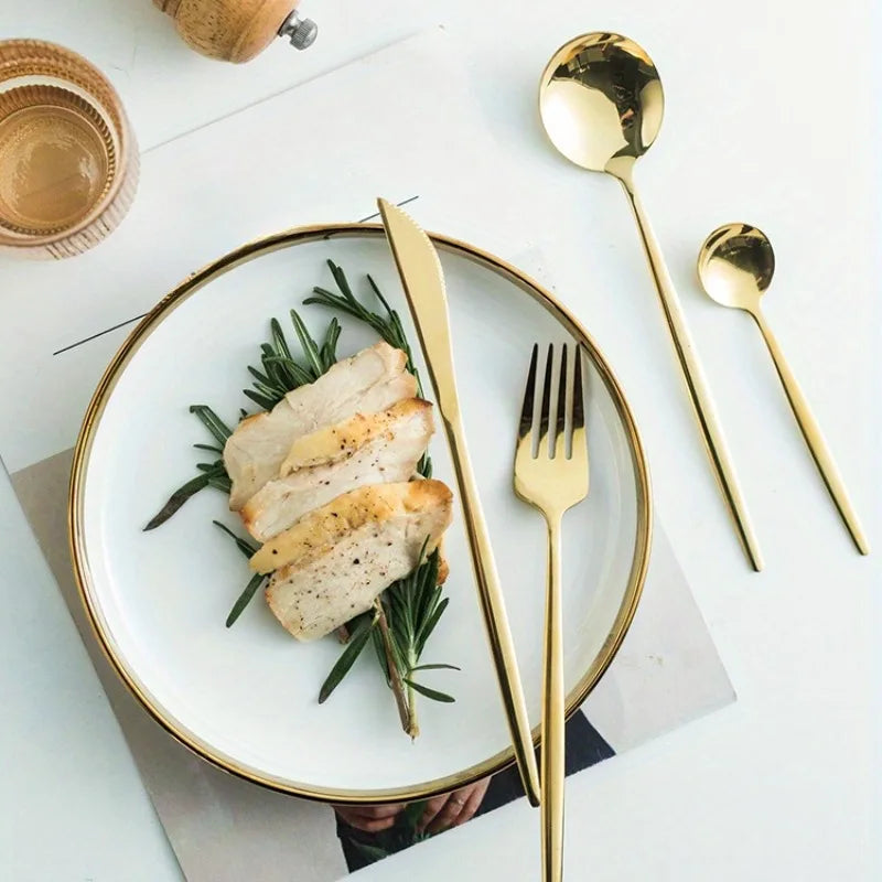 24pcs Elegant Tableware Set, Cutlery With Gift Box
