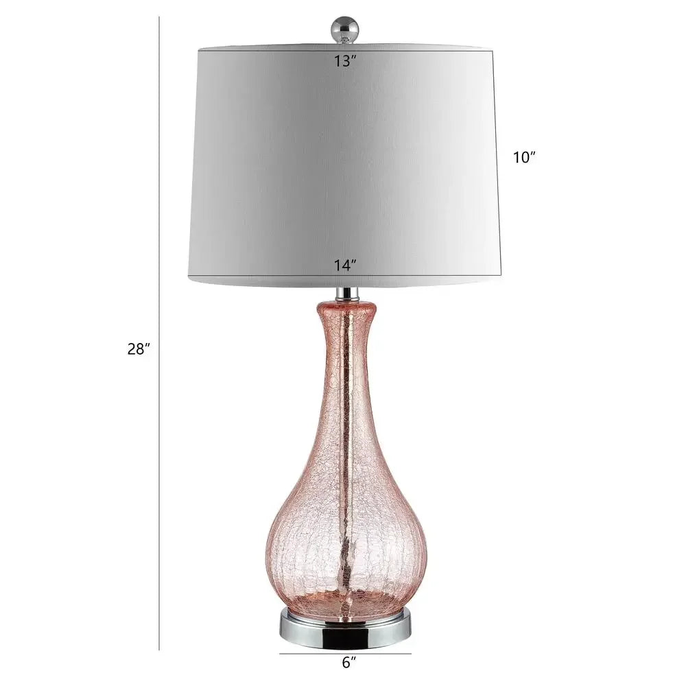 Contemporary Glass Table Lamp Blush Chrome Finish