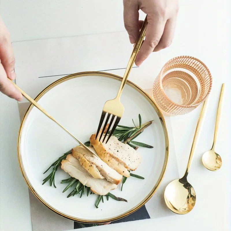 24pcs Elegant Tableware Set, Cutlery With Gift Box