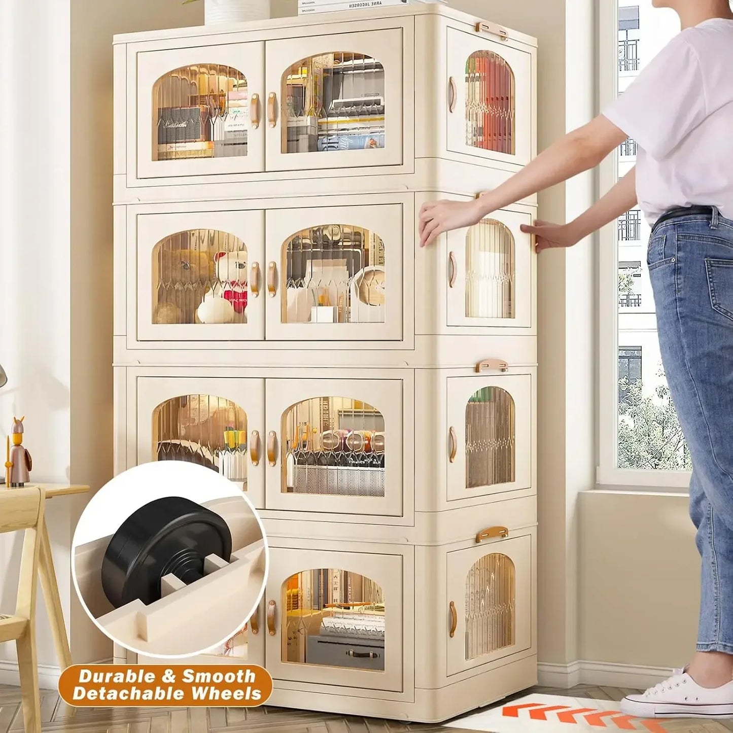100GAL Large Stackable Storage Bins - Wheels - Doors