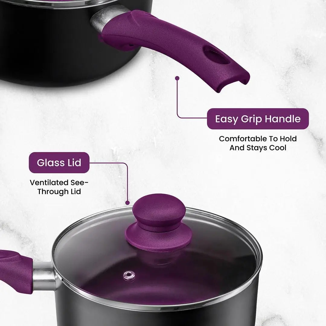 Nonstick Aluminum Cooking Essentials 11 Pieces Purple