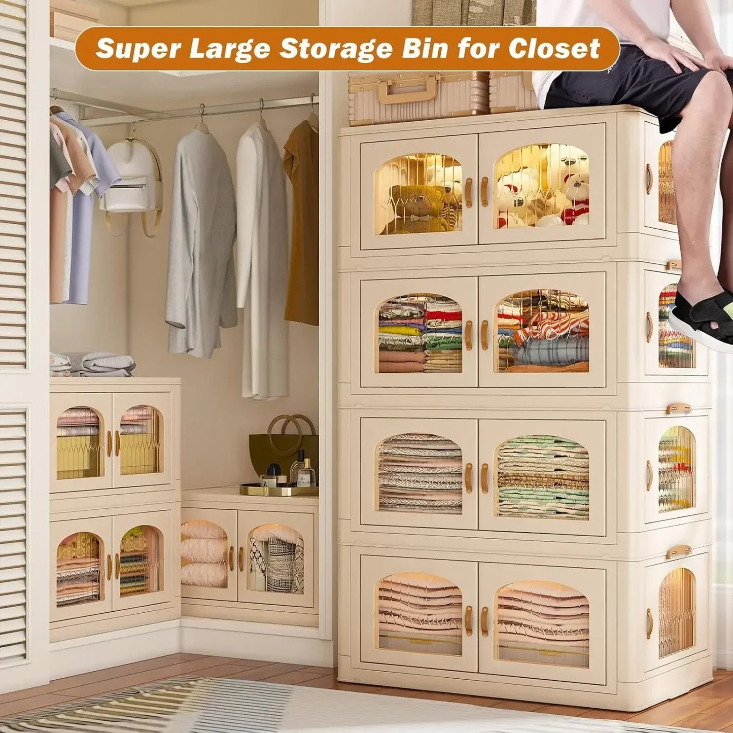 100GAL Large Stackable Storage Bins - Wheels - Doors