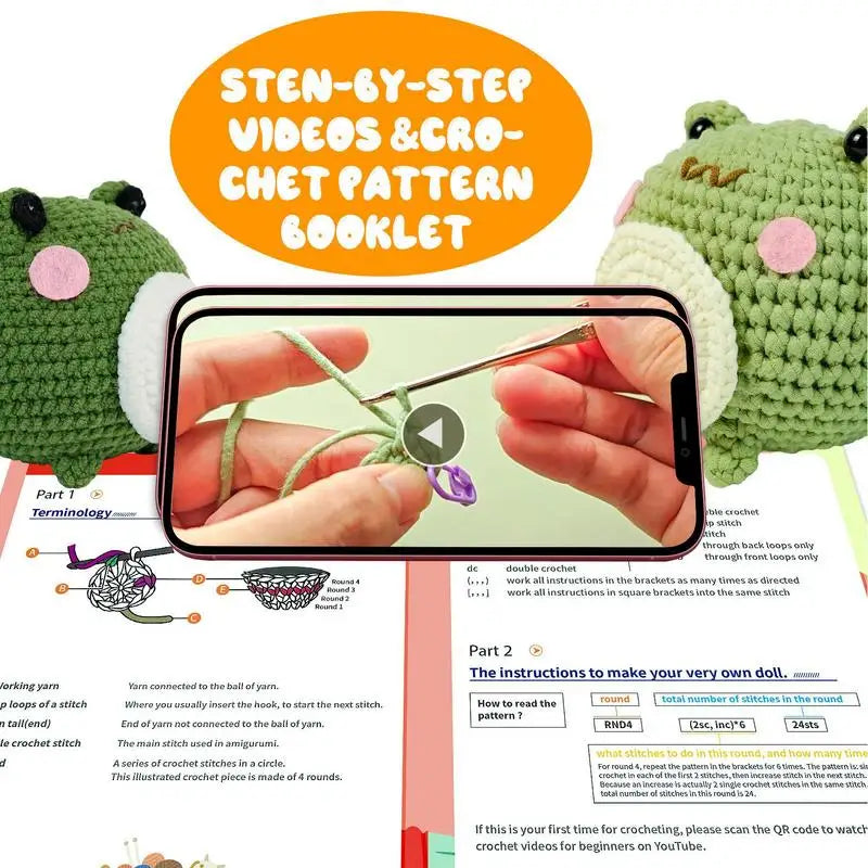 Complete Crochet Starter Kit, Frog, Everything Included