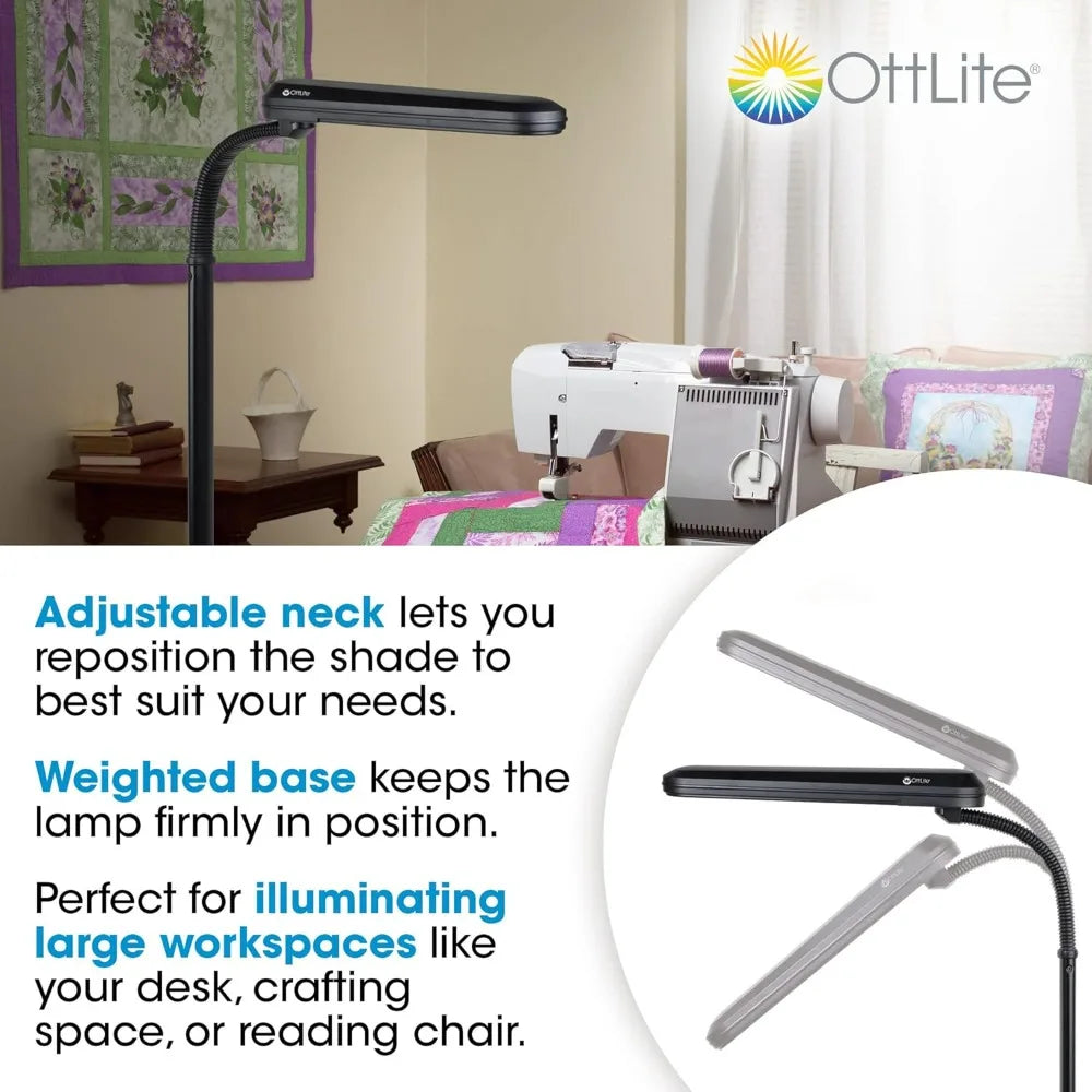 Standing Floor Lamp, Weighted Base & Adjustable Neck