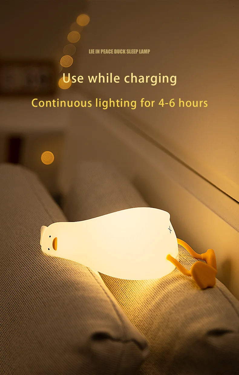 Adorable Rechargeable Silicone Duck-Shaped Night Light