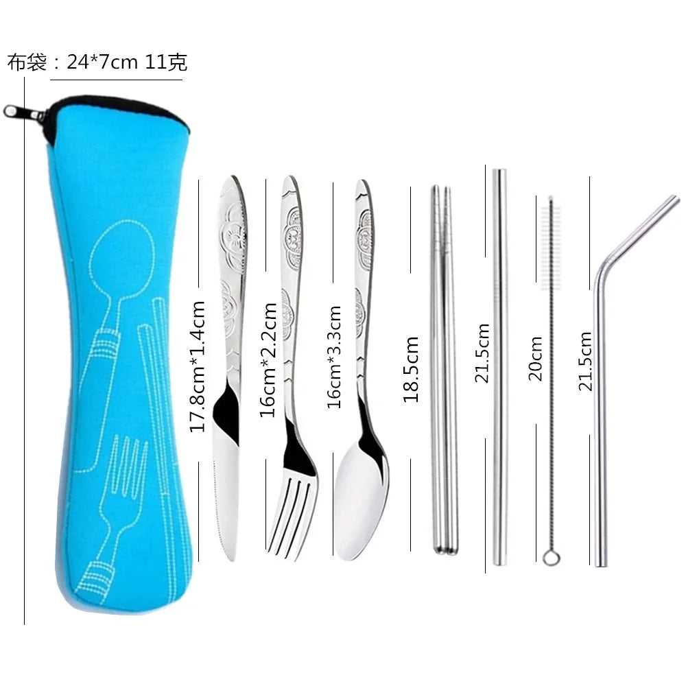 Portable Travel Cutlery Tableware With Bag