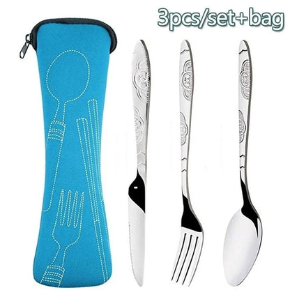 Portable Travel Cutlery Tableware With Bag