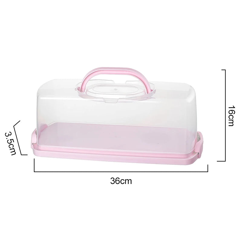 Portable Rectangular Bread, Cake Container,Transparent Lid