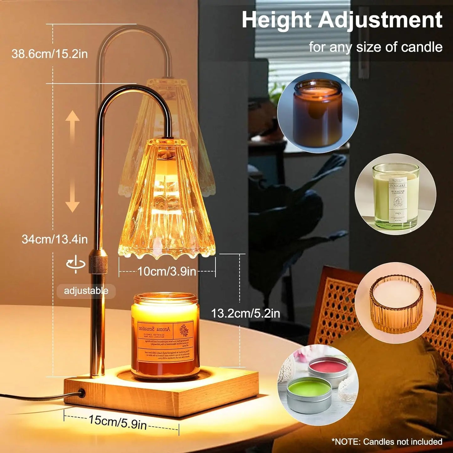 Electric Candle Warmer Lamp With Timer & Dimmer