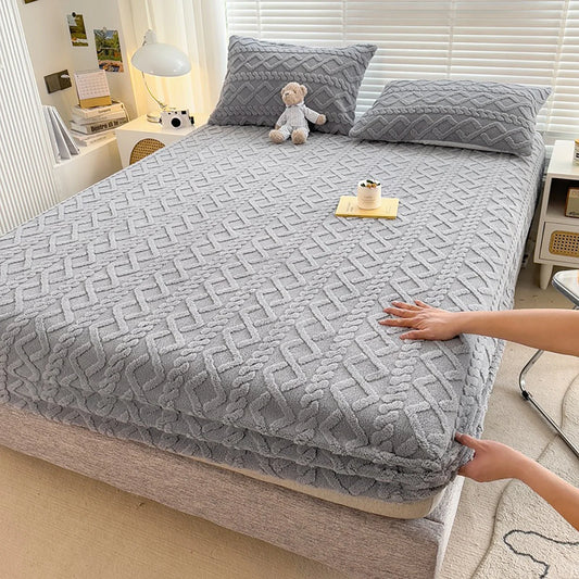 Velvet Thick Warm Winter Fitted Mattress Cover