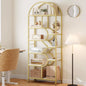 6 Tier Arched Bookcase 81.7in Tall Geometric Display Shelves