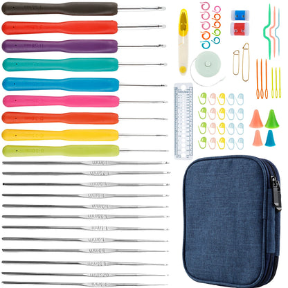 72/144Pcs Crochet Hooks Set, Soft Grip + Case