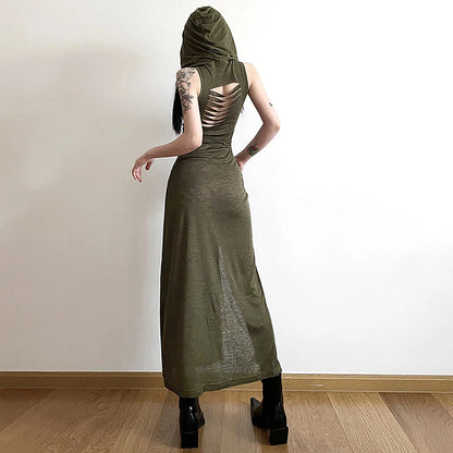 Gothic Dress For Women Trendy, Sleeveless, Hooded