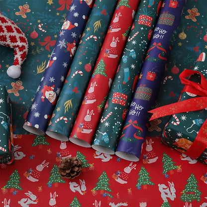 5 Rolls Christmas Wrapping Paper Set