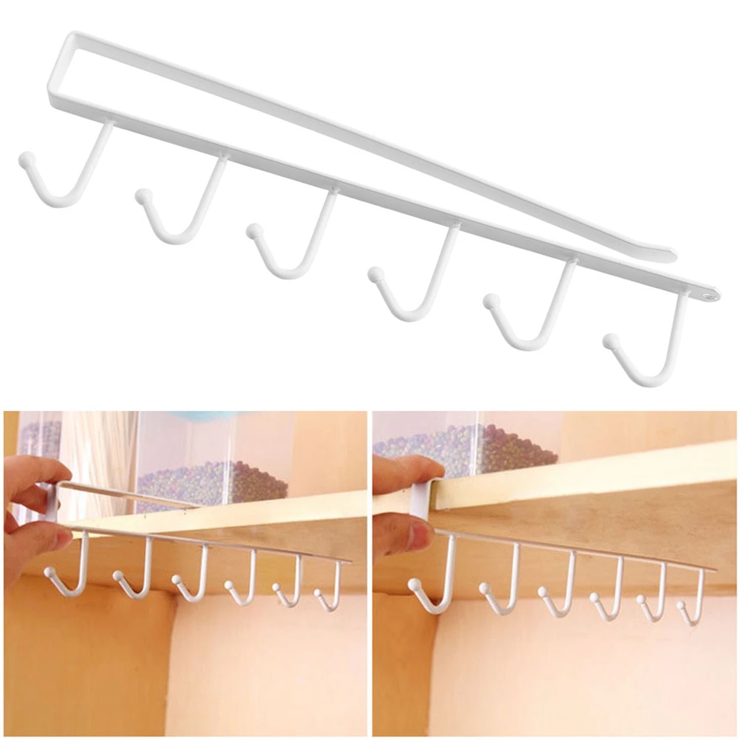 Multi-Functional Kitchen-Wardrobe Storage, Shelf Hanging Hooks Organizer