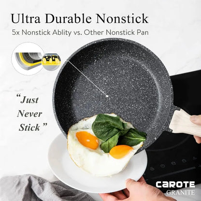 Carote Nonstick Granite Cookware Sets 10 Pcs Stone