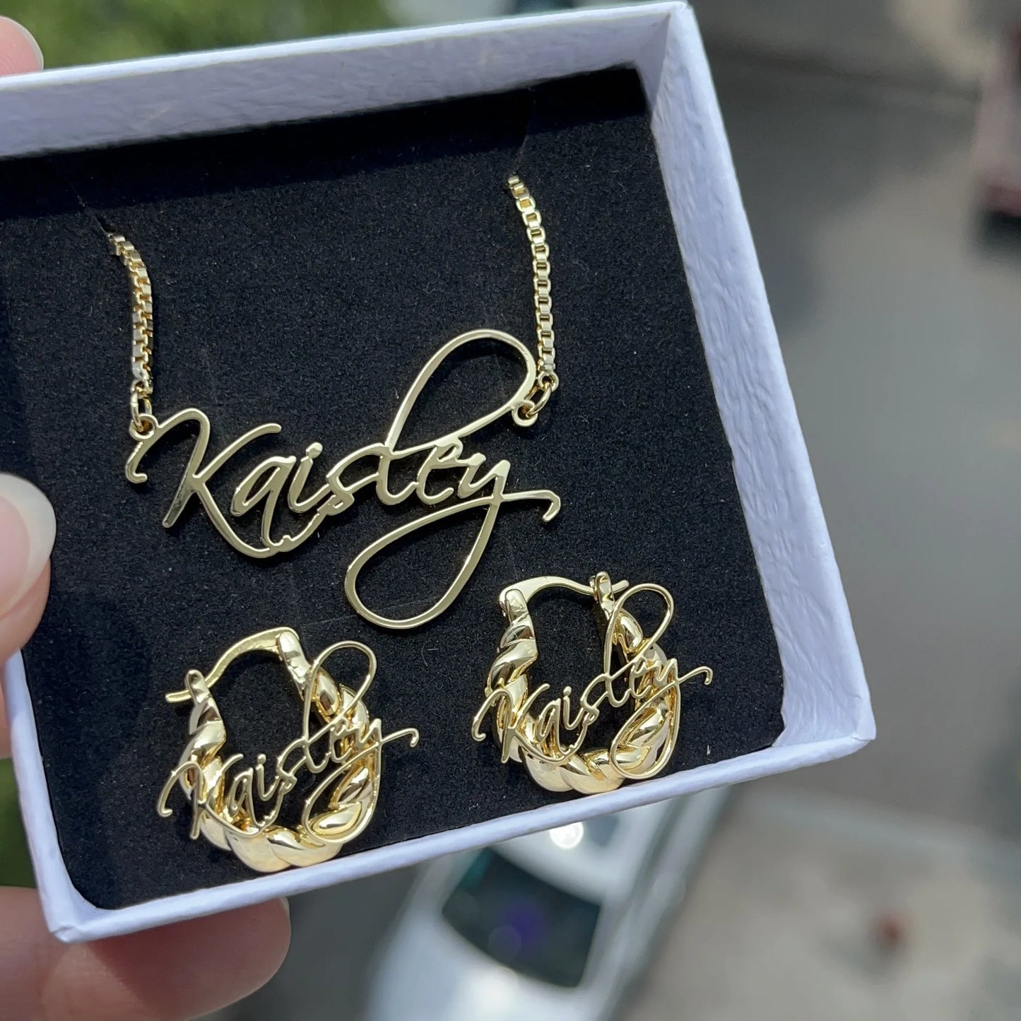 Custom Name Jewelry Set Persaonlized Script Letter