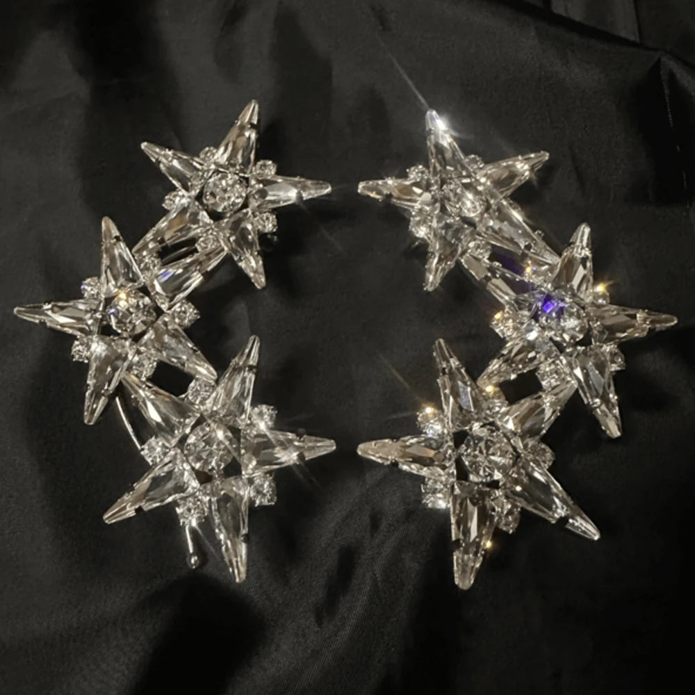 Stonefans Elegant Crystal Star Ear Cuff Earrings