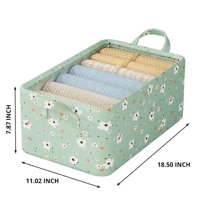 Flower Fabric Folding Clothing, Toys Storage Organizer