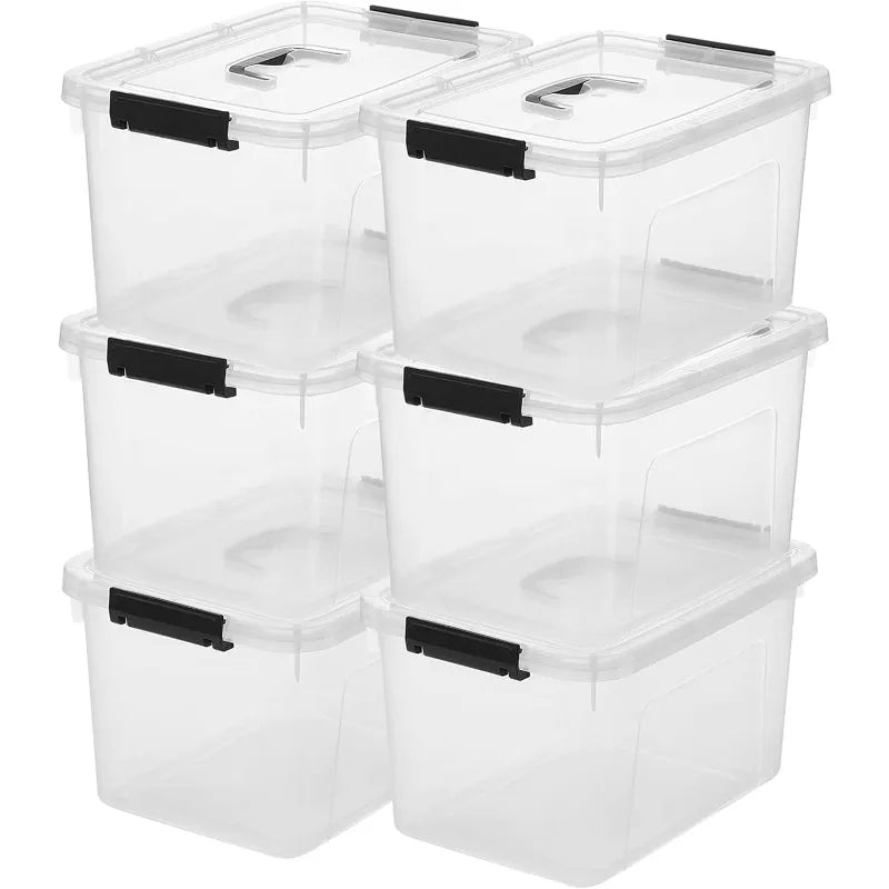 6-Pack 19 Quart Stackable Clear Storage Bins & Lids