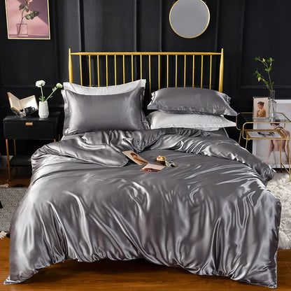 High-End Luxury Silk Satin Duvet Cover Set