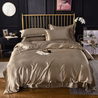 High-End Luxury Silk Satin Duvet Cover Set