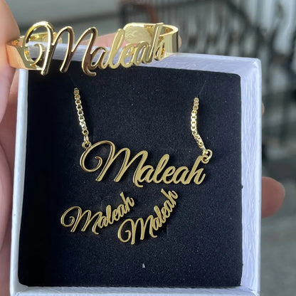 Custom Name Jewelry Set Personalized Script