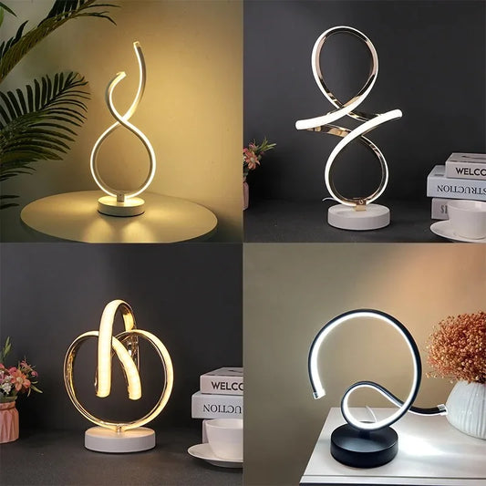 Modern Spiral LED Table, Bedside, Desk Lamp