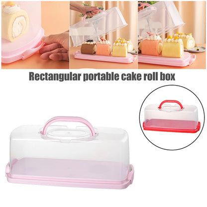 Portable Rectangular Bread, Cake Container,Transparent Lid