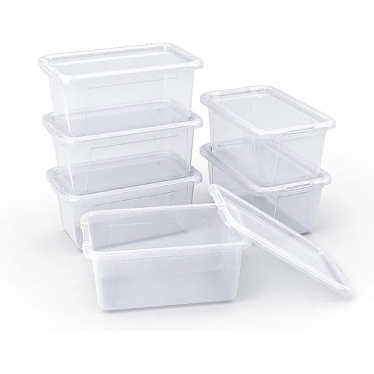 5 Qt.-- 6 Pack Clear Stackable Plastic Storage Bins With Lids