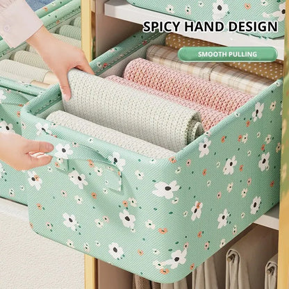 Flower Fabric Folding Clothing, Toys Storage Organizer