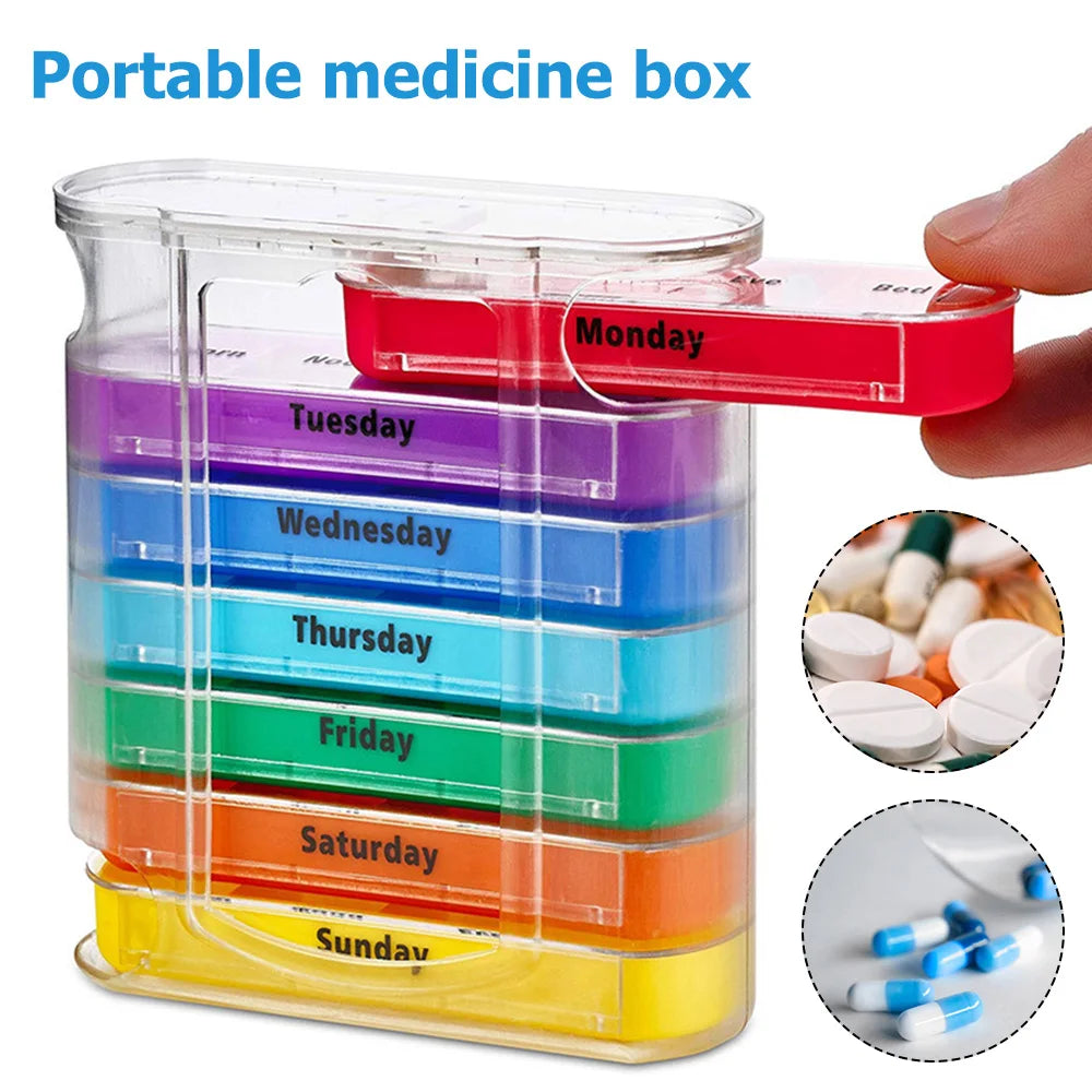 7 Days, 28 Compartments Plastic Pill Storage Organizer Dispenser