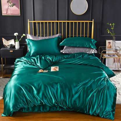 High-End Luxury Silk Satin Duvet Cover Set