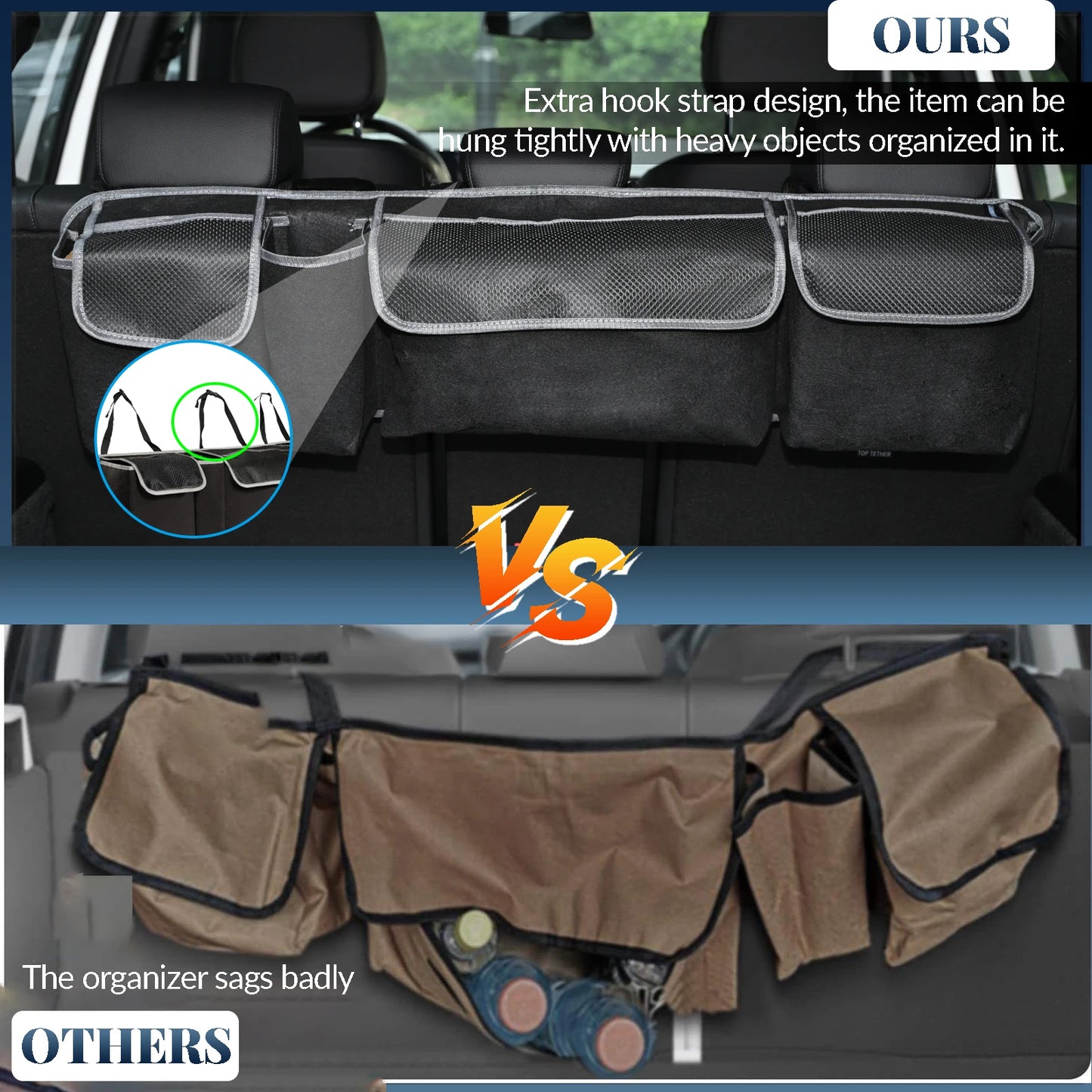 High Capacity Backseat Hanging Organiser Storage Bag