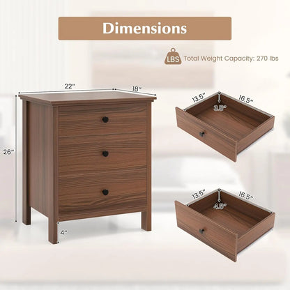 Set of 2 Nightstand with Drawers Solid Structure Side Table for Storage Living Room Accent Furniture Small Spaces Side End Table