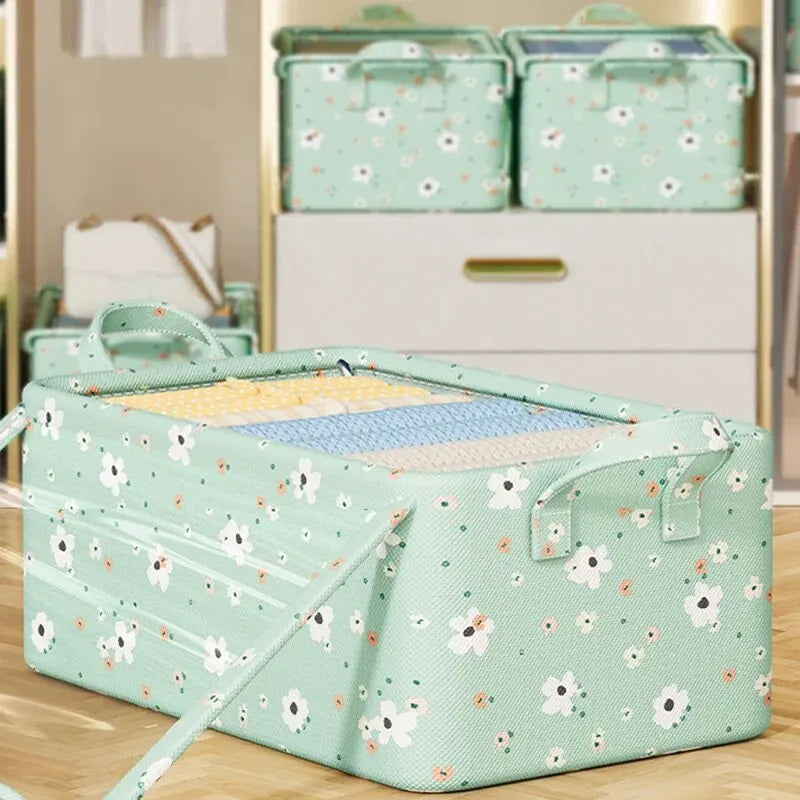 Flower Fabric Folding Clothing, Toys Storage Organizer