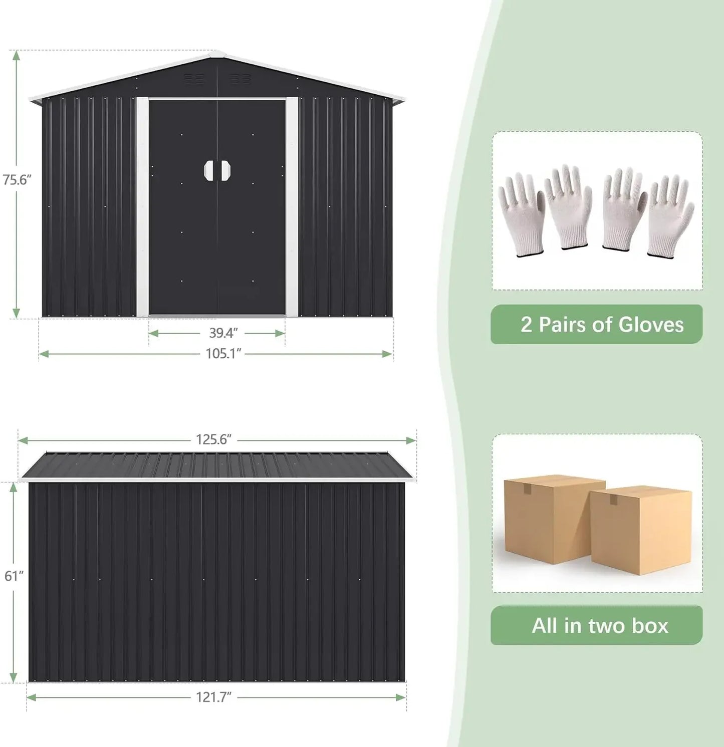 Outdoor Garden Shed, Galvanized Metal Storage Shed