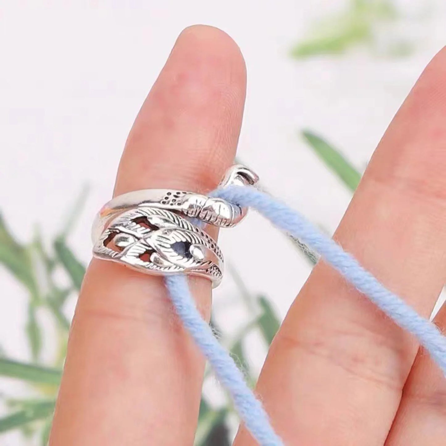 Handmade Peacock Finger Ring Crochet Yarn Guide