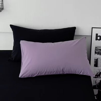 Comfortable Purple Bedding Set- Soft Black Sheet- Pillowcase