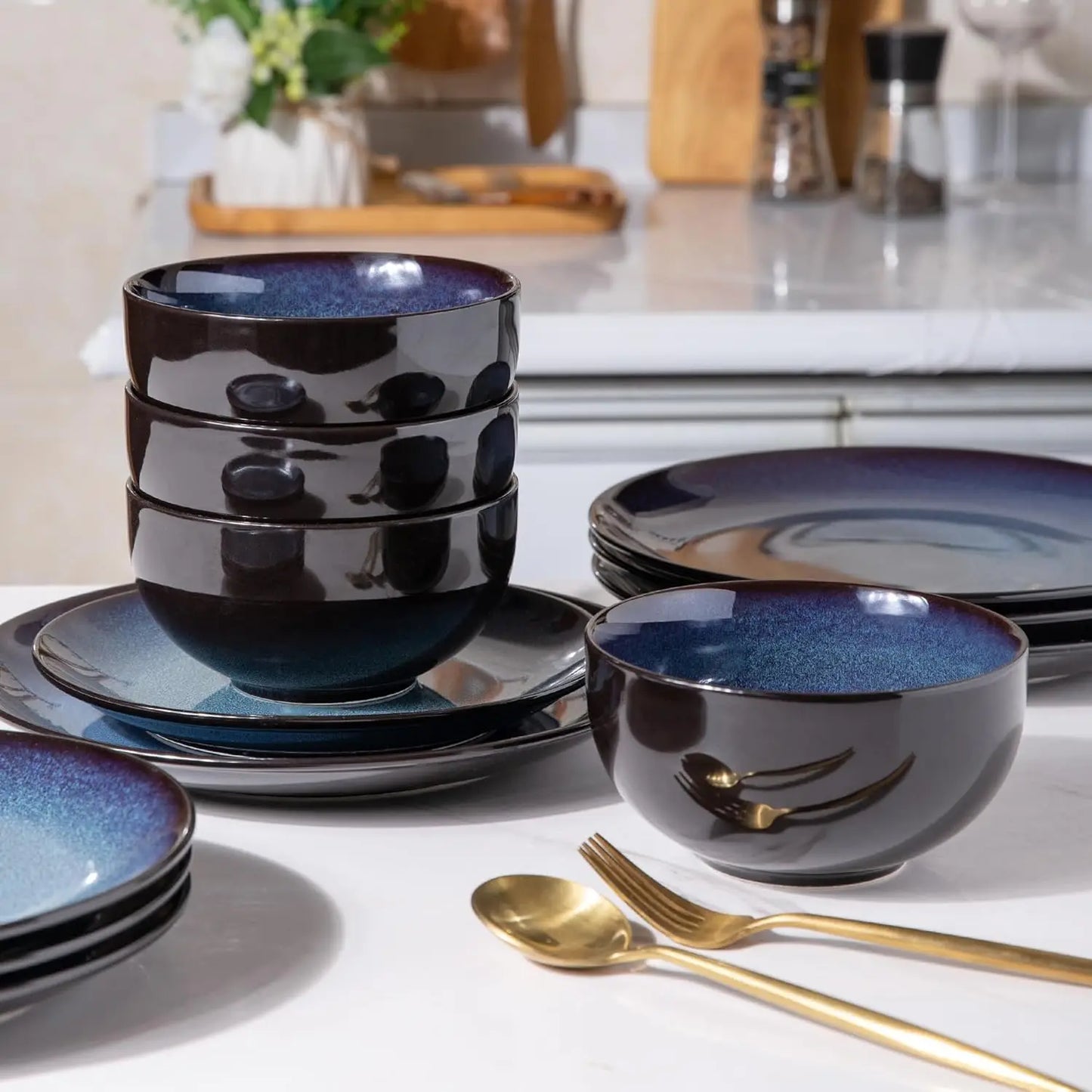 Glaze Dishes Set For 6 Chip & Scratch Resistant