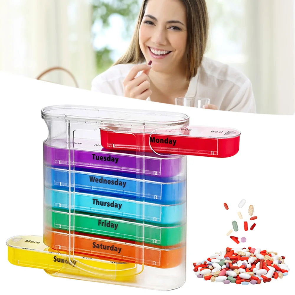 7 Days, 28 Compartments Plastic Pill Storage Organizer Dispenser