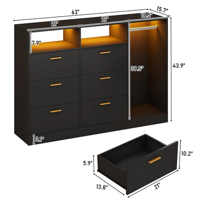 Unique 6 Drawer Dresser, Organizer, Cabinet For Bedroom