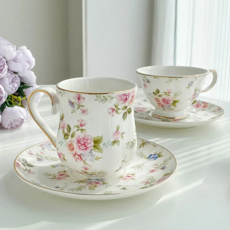 Vintage English Floral Coffee Cup & Plate Set