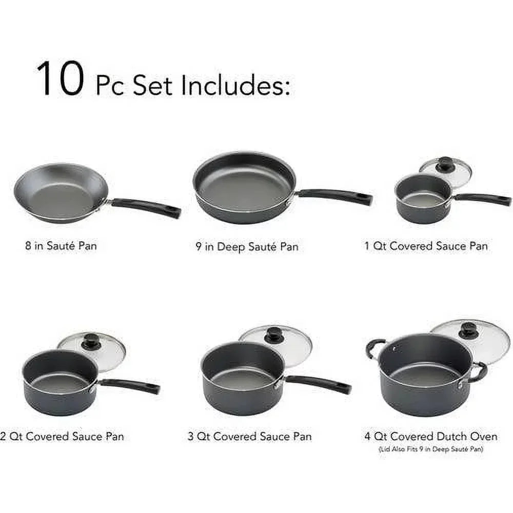 10 Piece Non-Stick Pots & Pans Set For Kitchen