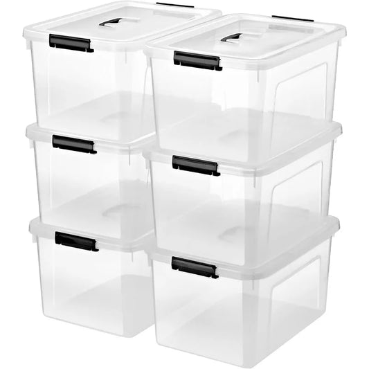 6-Pack 19 Quart Stackable Clear Storage Bins & Lids