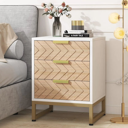 Nightstand Set Of 2 Modern 3 Drawers Bedside Tables